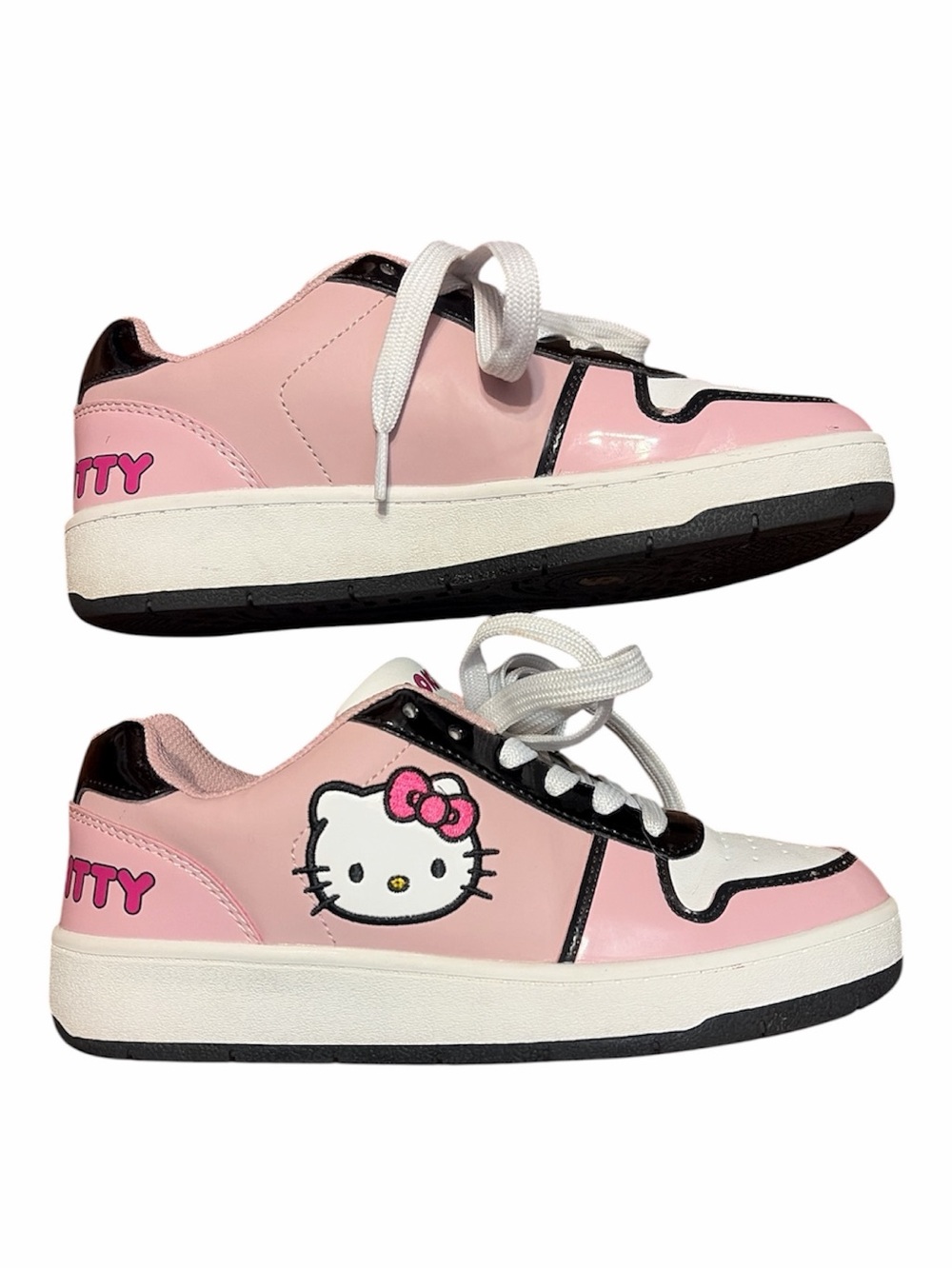 Hello Kitty x Sanrio Pink Black Patent Court Sneakers Shoes Women's 7 - Picture 2 of 6